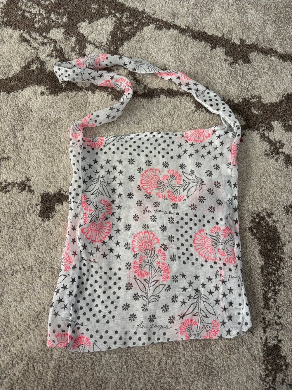 Free People - Pink and Black Floral Print Tote!!